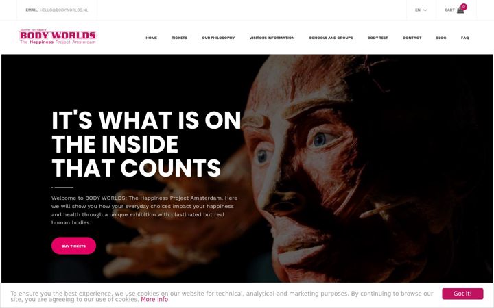 Ekraanipilt saidist bodyworlds.nl