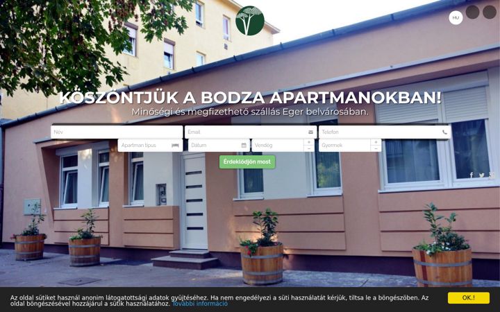 Screenshot of bodzaapartmanok.hu