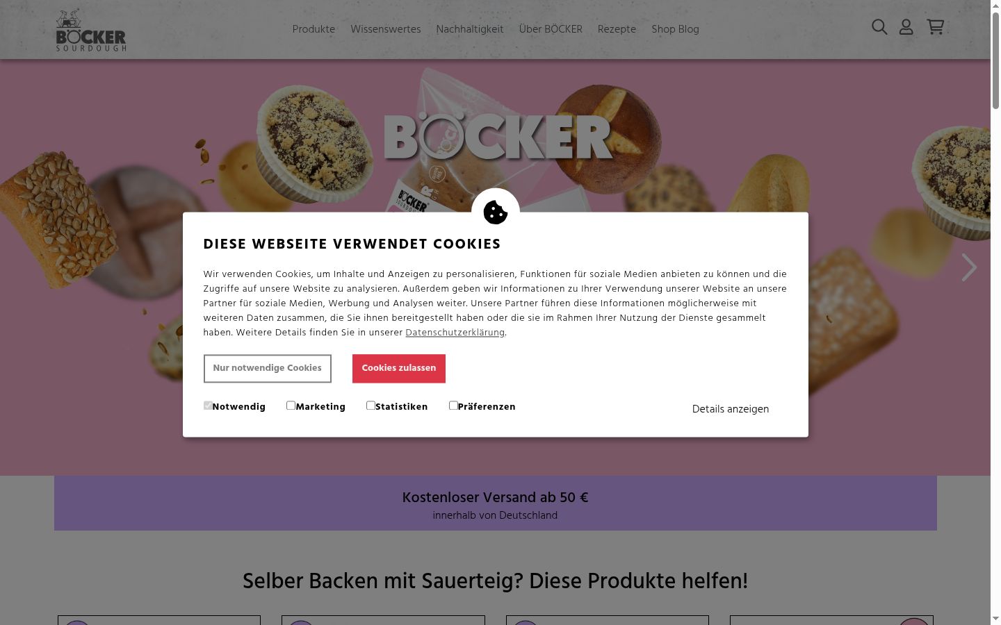 Screenshot of the consent banner shown before any interaction