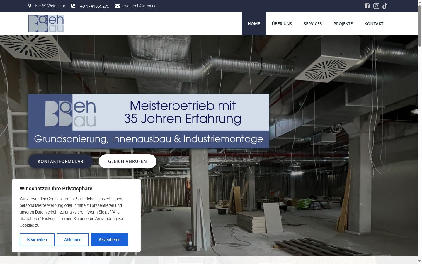 Screenshot des Einwilligungsbanners vor jeglicher Interaktion