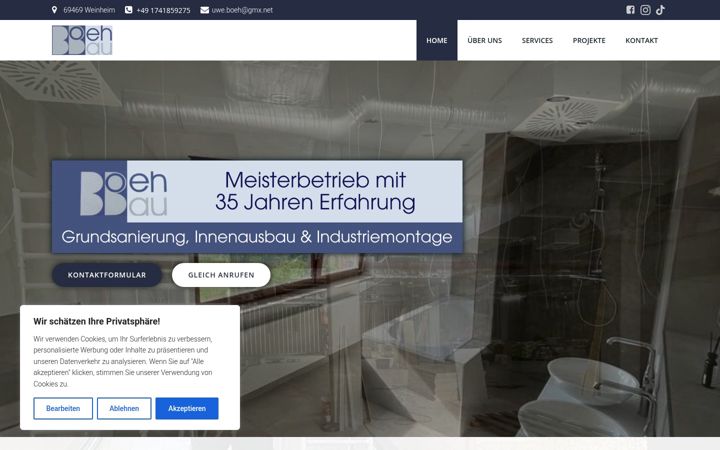 Screenshot of boehbau.de