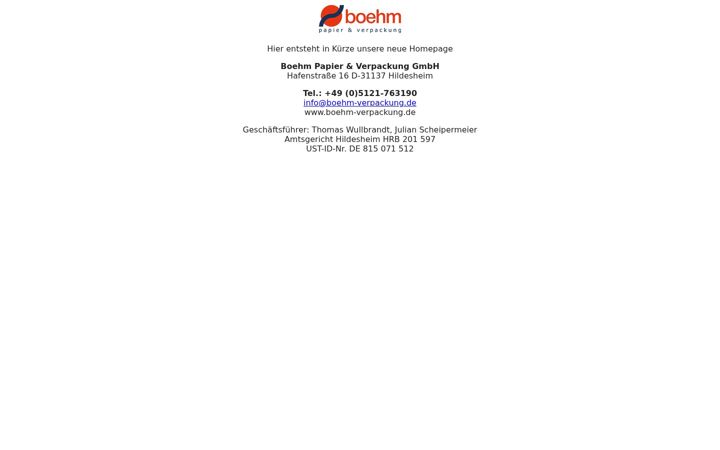 Screenshot of boehm-verpackung.de