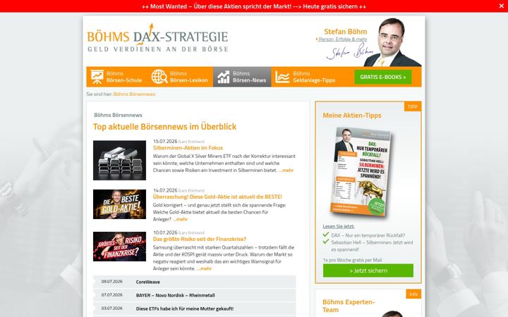 Skærmbillede af boehms-dax-strategie.de