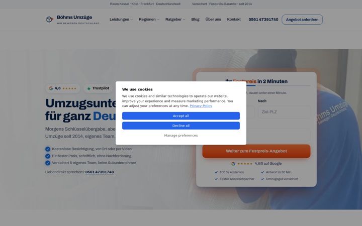 Screenshot of boehmsumzuege.de