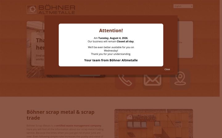 Képernyőkép: boehner-altmetalle.de