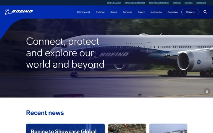 Skærmbillede af boeing.com