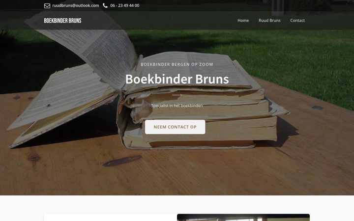 Snimka zaslona za boekbinderbruns.nl