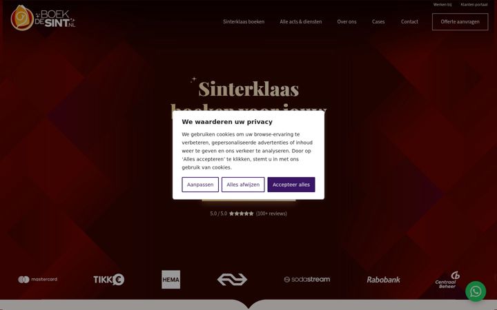Snimka zaslona za boekdesint.nl
