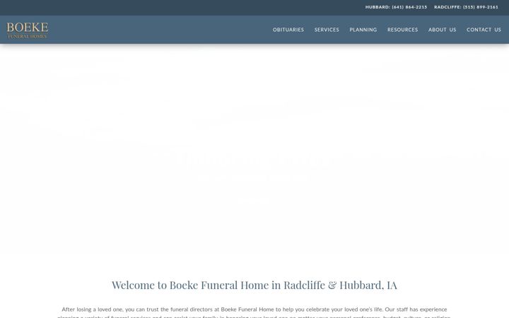 Skjámynd af boekefuneralhomes.com