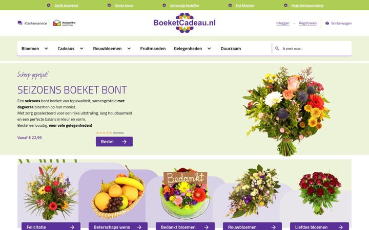 Captură de ecran a boeketcadeau.nl