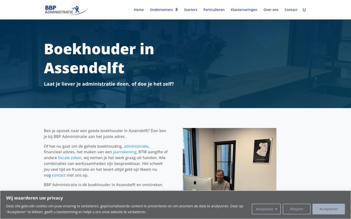 Kuvakaappaus sivustosta boekhouderassendelft.nl