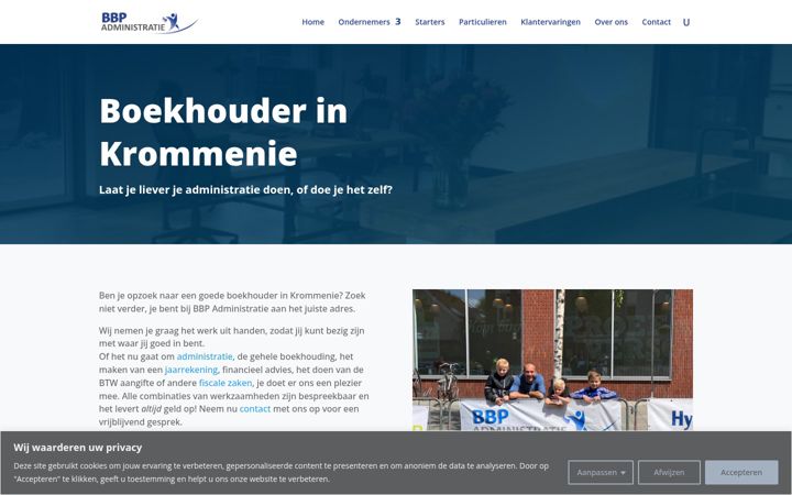 Kuvakaappaus sivustosta boekhouderkrommenie.nl