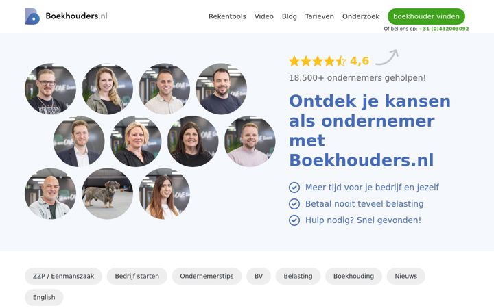 Kuvakaappaus sivustosta boekhouders.nl