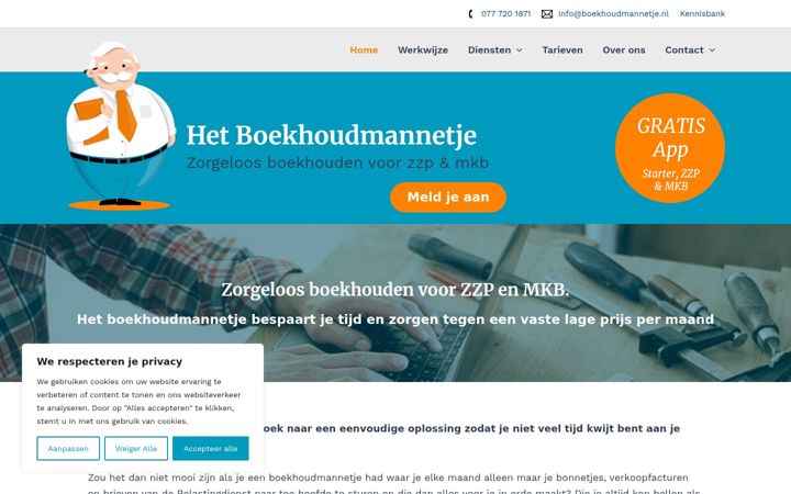 Ekraanipilt saidist boekhoudmannetje.nl