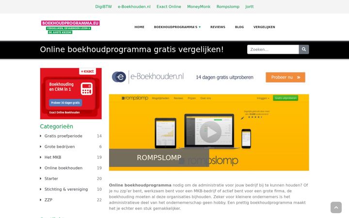 Screenshot of boekhoudprogramma.eu