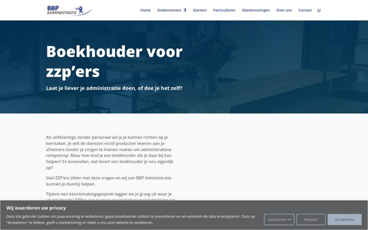 Ekraanipilt saidist boekhoudzzp.nl
