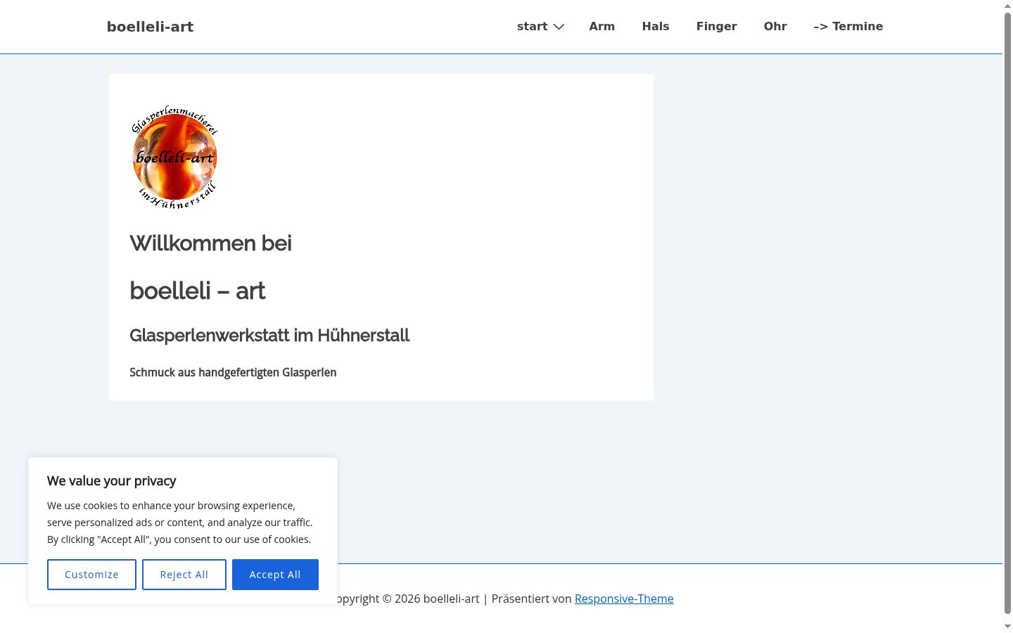 Screenshot des Einwilligungsbanners vor jeglicher Interaktion