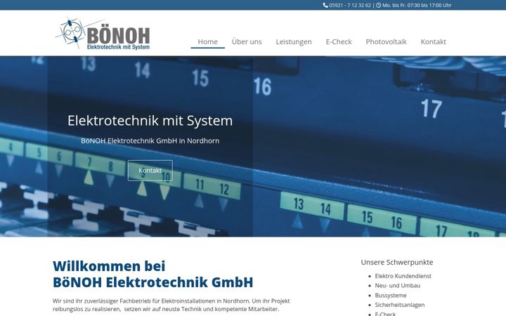Screenshot stránky boenoh-elektrotechnik.de