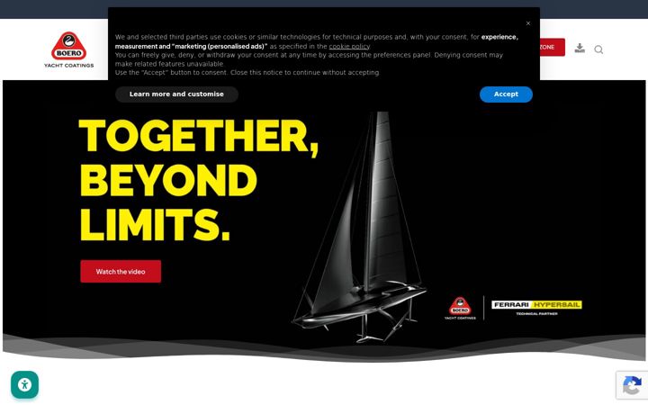 Screenshot of boeroyachtcoatings.com
