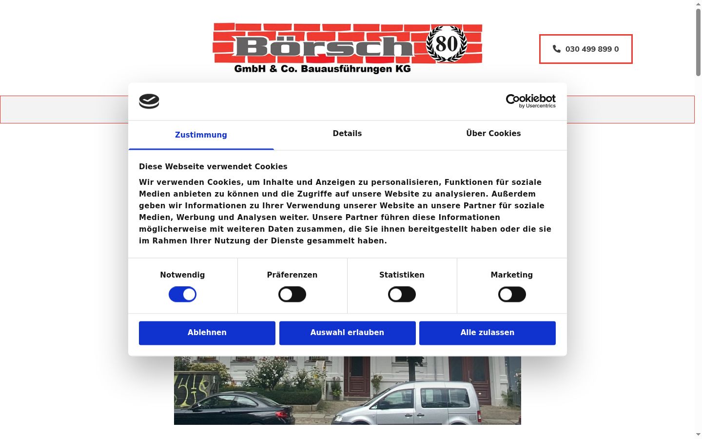 Screenshot del banner di consenso mostrato prima di qualsiasi interazione