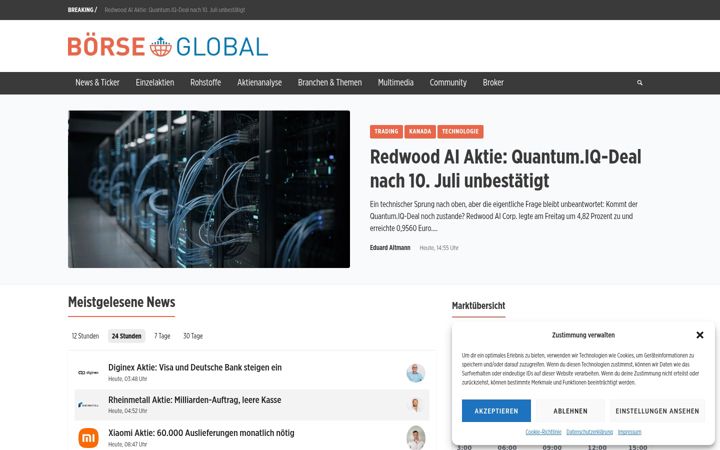 Captura de ecrã de boerse-global.de