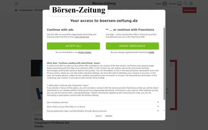 Screenshot of boersen-zeitung.de