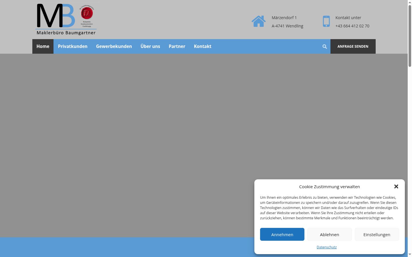Screenshot of the consent banner shown before any interaction