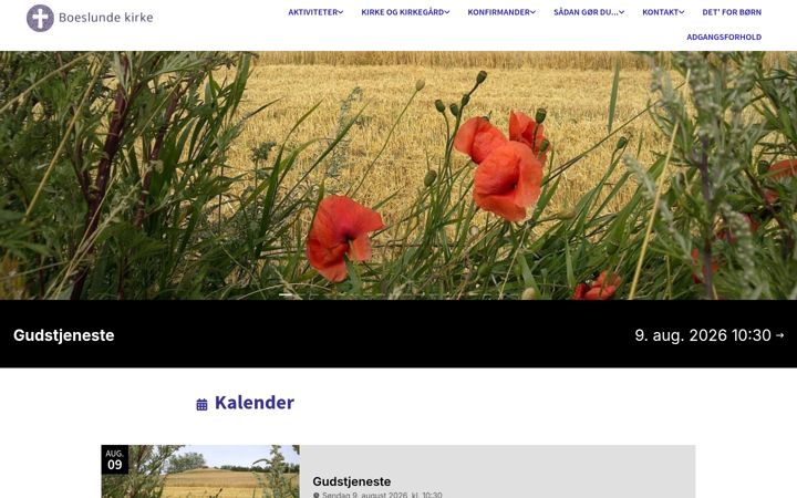 Screenshot of boeslundekirke.dk