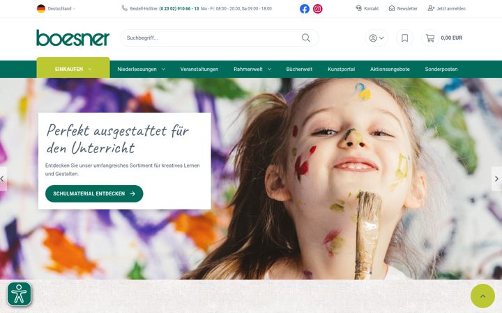 Screenshot of boesner.com