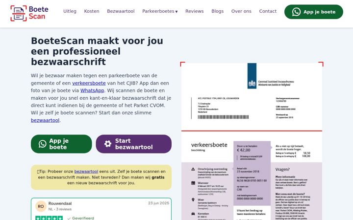 Screenshot of boetescan.nl
