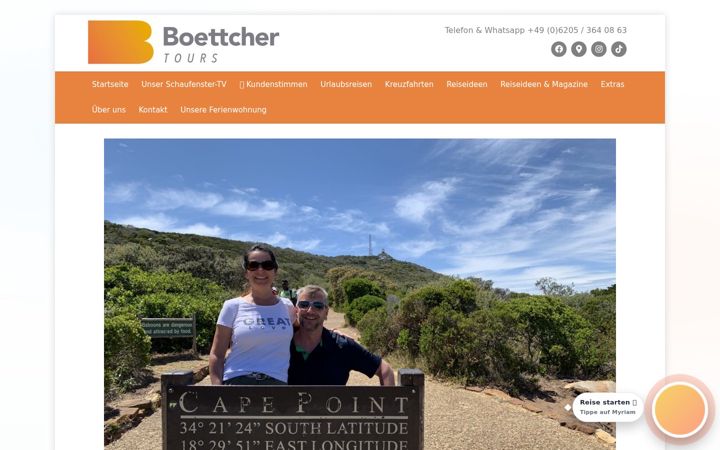 Screenshot of boettchertours.com