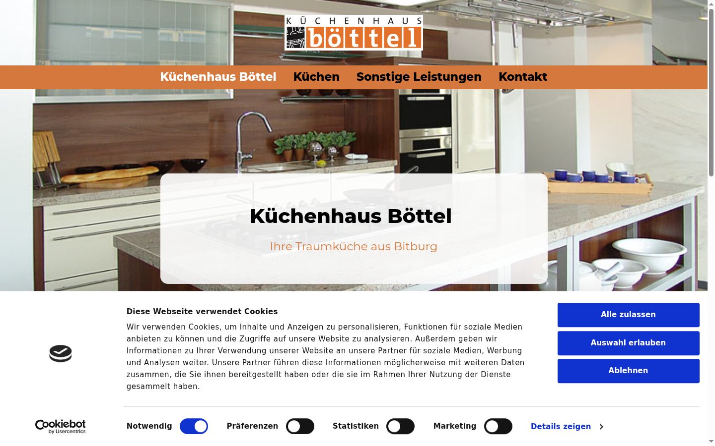 Screenshot des Einwilligungsbanners vor jeglicher Interaktion