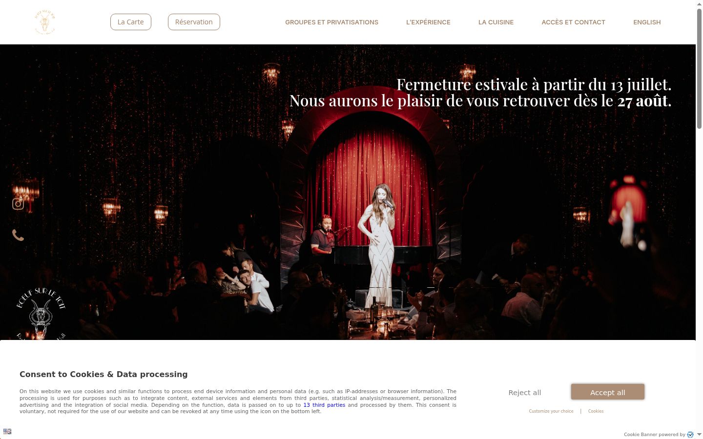 Screenshot del banner di consenso mostrato prima di qualsiasi interazione