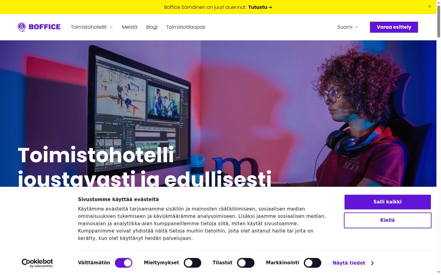Snímek obrazovky baneru souhlasu zobrazeného před jakoukoli interakcí