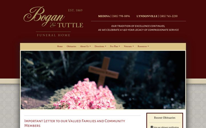 Skærmbillede af bogantuttlefunerals.com