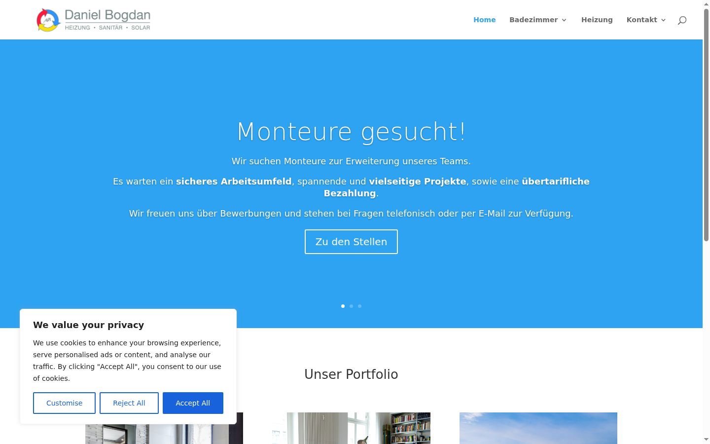 Screenshot des Einwilligungsbanners vor jeglicher Interaktion