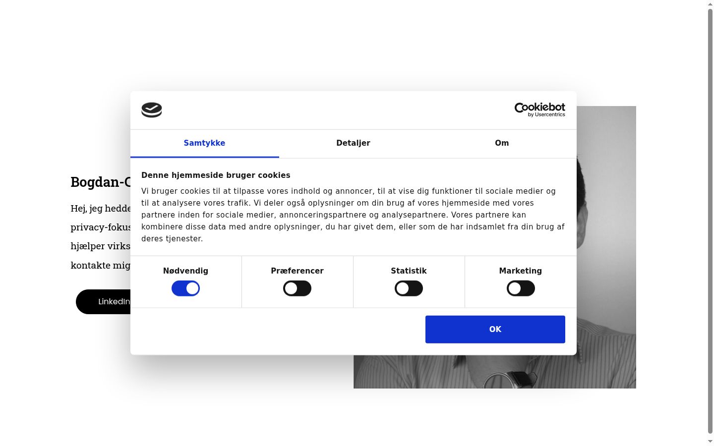 Sutikimo reklamjuostės, rodytos prieš bet kokią sąveiką, ekrano kopija
