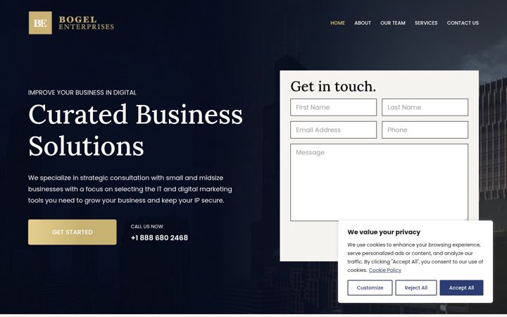 Screenshot of bogelenterprises.com