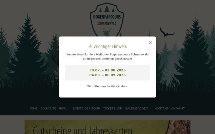 Ekraanipilt saidist bogenparcours-schwarzwald.de