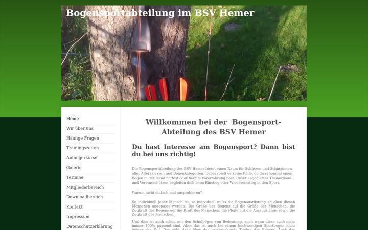 Screenshot of bogensport-hemer.de