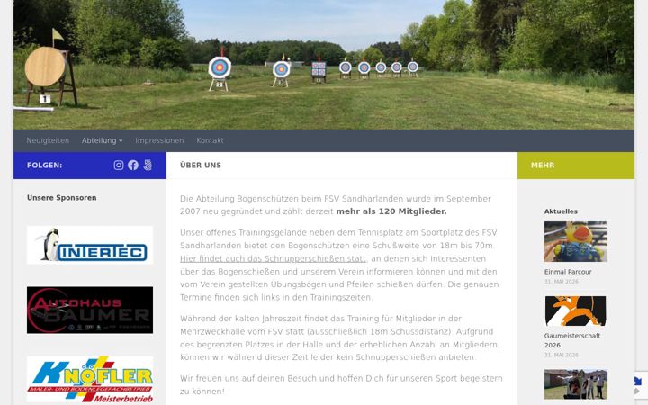Screenshot of bogensport-sandharlanden.de