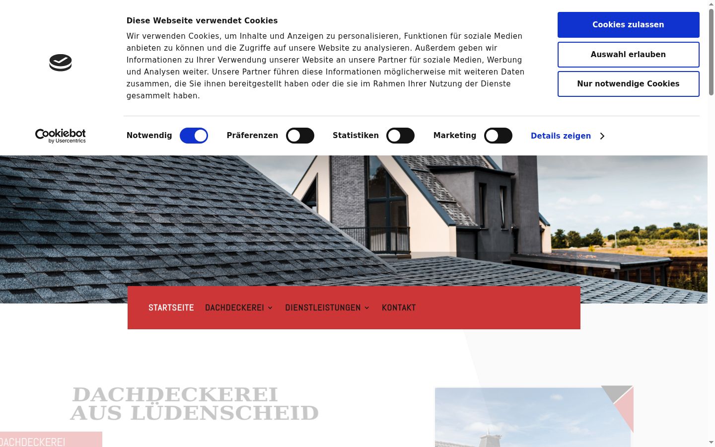 Screenshot des Einwilligungsbanners vor jeglicher Interaktion