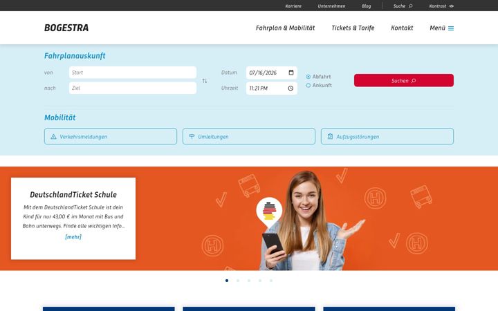 Screenshot of bogestra.de