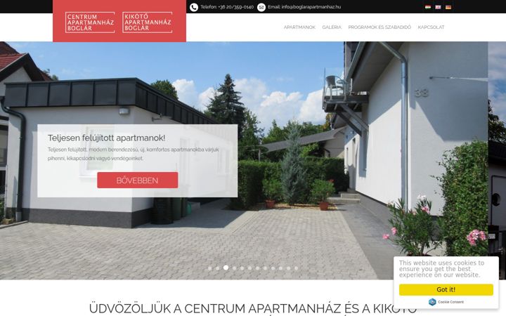 Screenshot of boglarapartmanhaz.hu