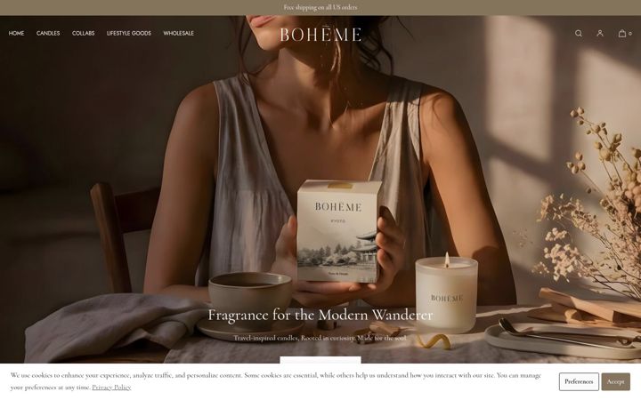 Screenshot of bohemefragrances.com