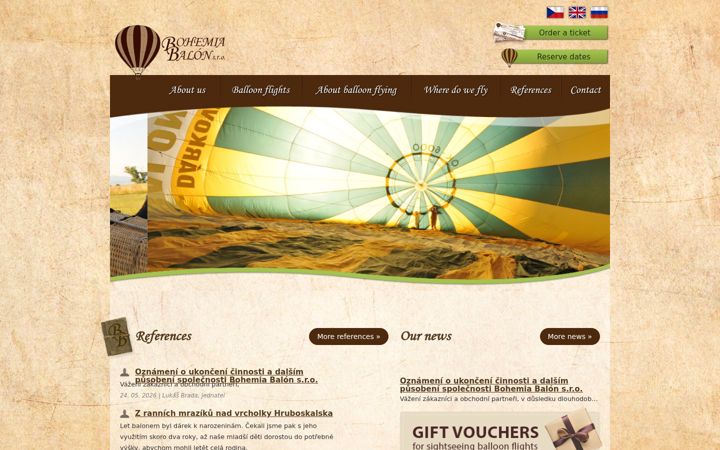 Snímek obrazovky bohemia-balon.cz