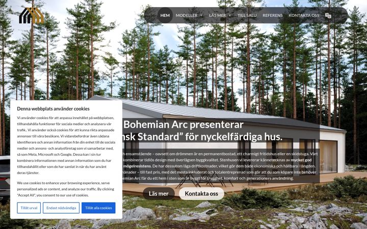 Skærmbillede af bohemianarc.se