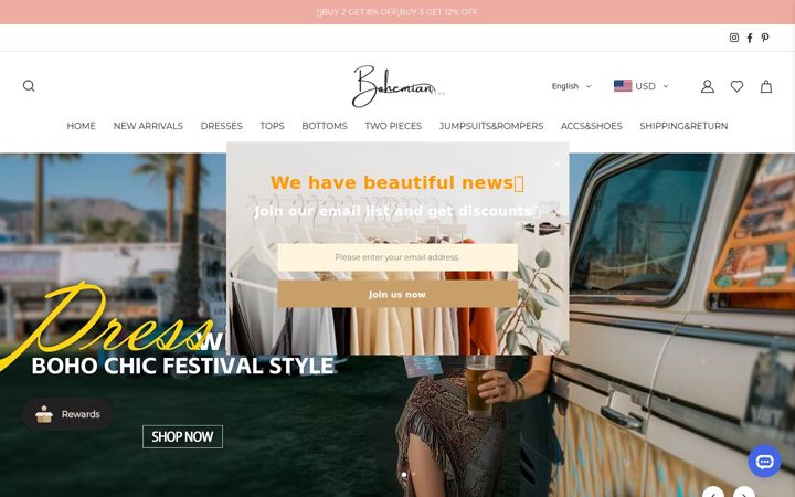 Screenshot of bohemianplus.com