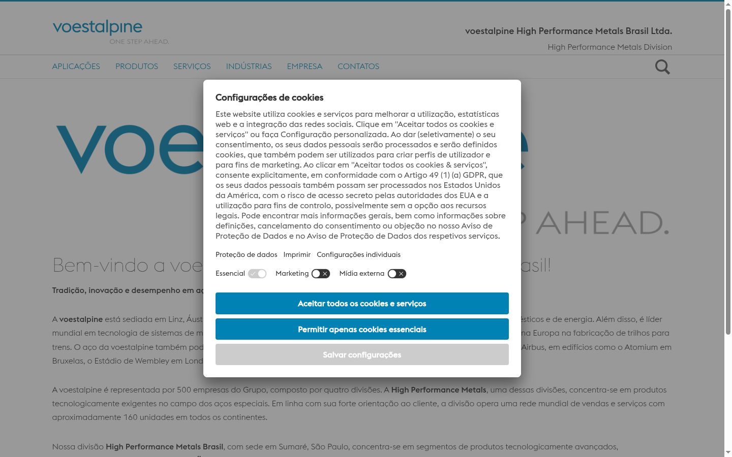 Screenshot des Einwilligungsbanners vor jeglicher Interaktion