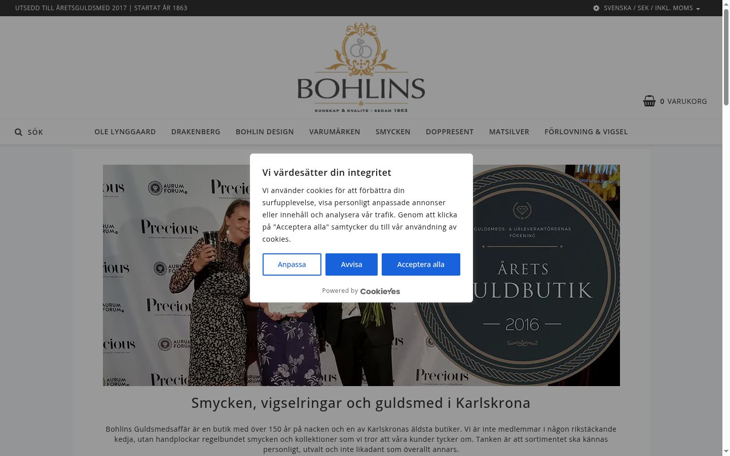 Screenshot tal-banner tal-kunsens muri qabel kwalunkwe interazzjoni